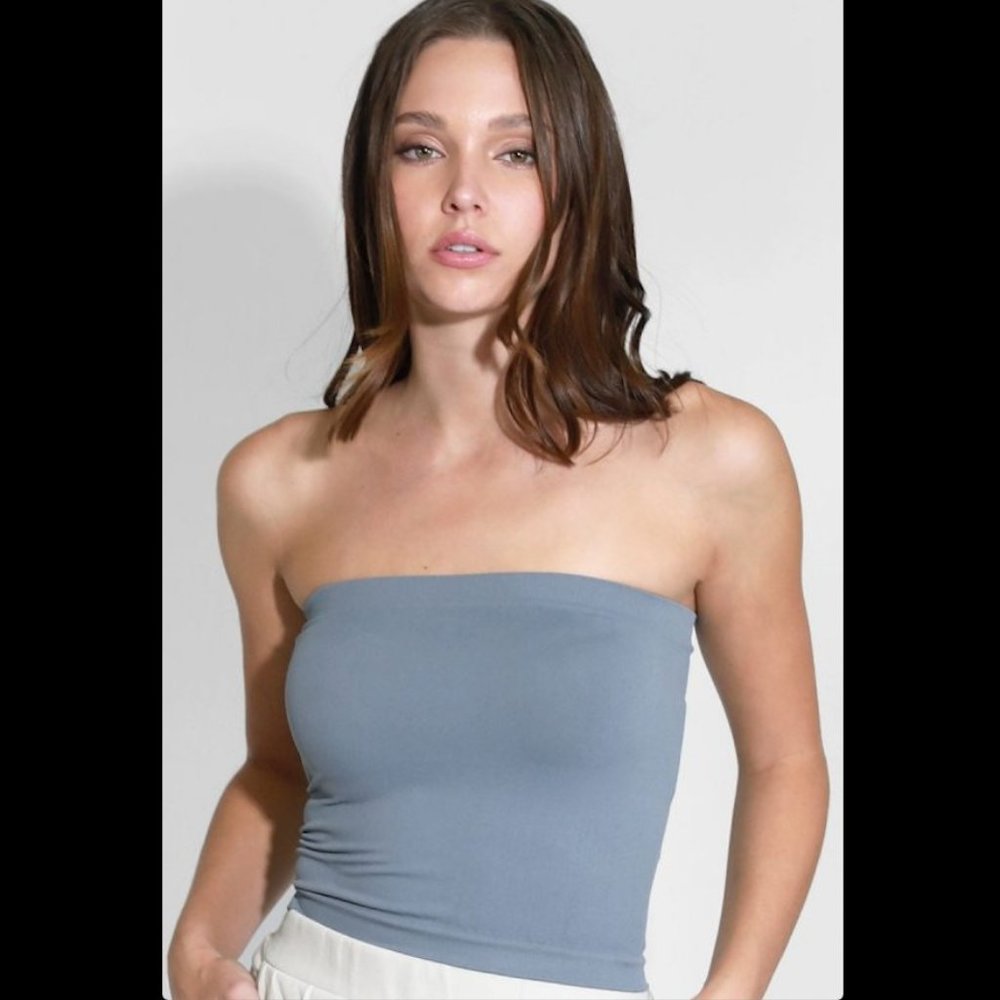 NEW Blue Form Fitting Soft and Seamless Tube Top